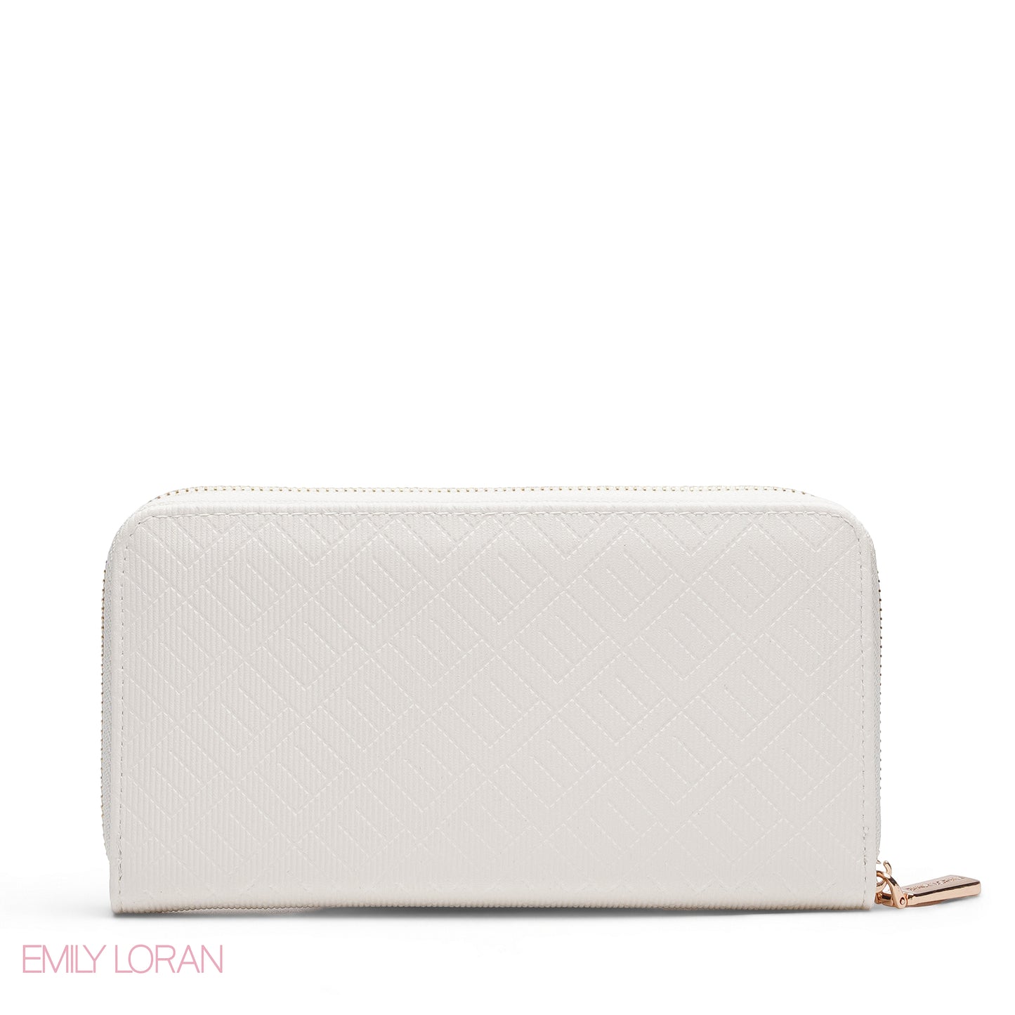 WHITE QUILTED LOGO ZIP-AROUND WALLET