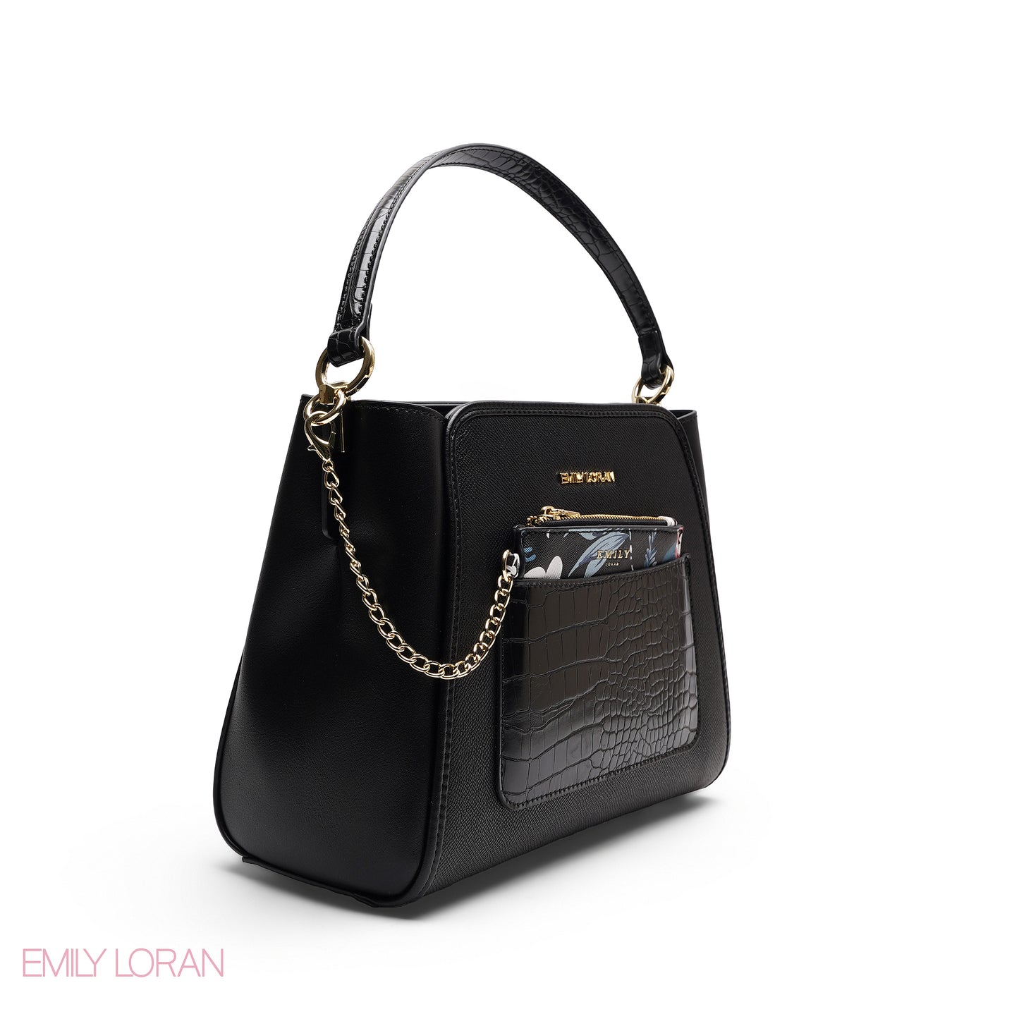 ELEGANT SATCHEL WITH FLORAL POUCH BAG