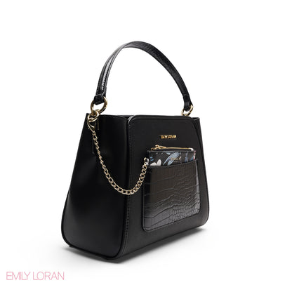 ELEGANT SATCHEL WITH FLORAL POUCH BAG