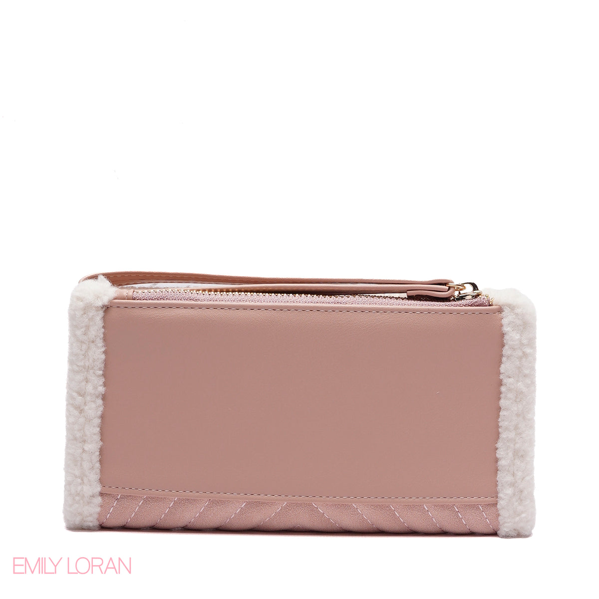 WALLET ROUNDED WITH FUR HEART DESIGN