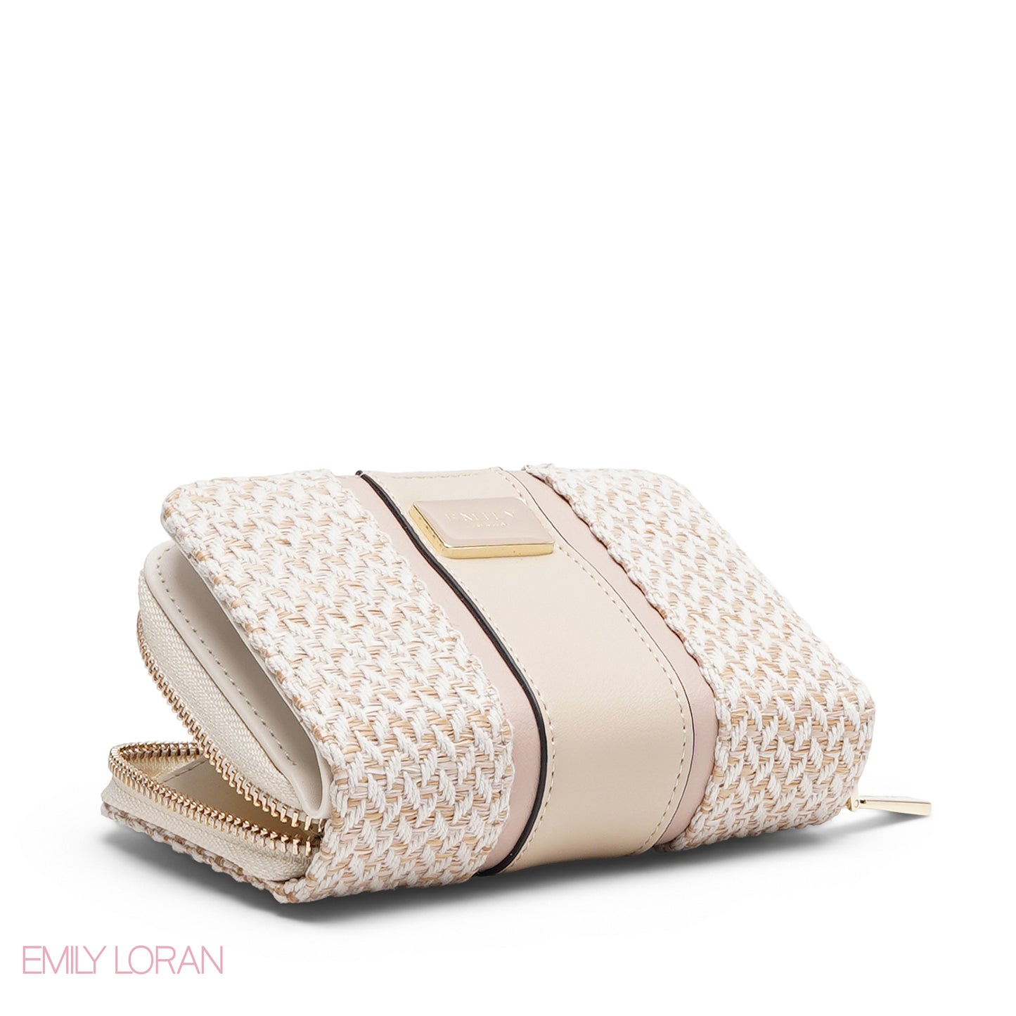 PINK TRIM EMBOSSED ZIP-AROUND WALLET
