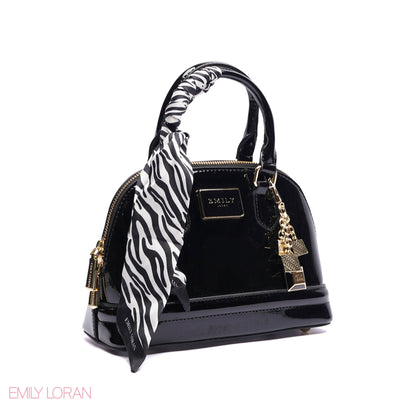 HANDBAG WITH ELEGANT DOME ADJUSTABLE STRAP , SCARF AND CHARM - SMALL