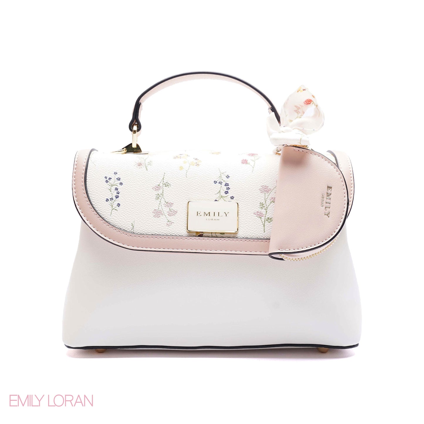 ELEGANT FLORAL TOP-HANDLE FLAP BAG