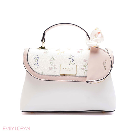 ELEGANT FLORAL TOP-HANDLE FLAP BAG