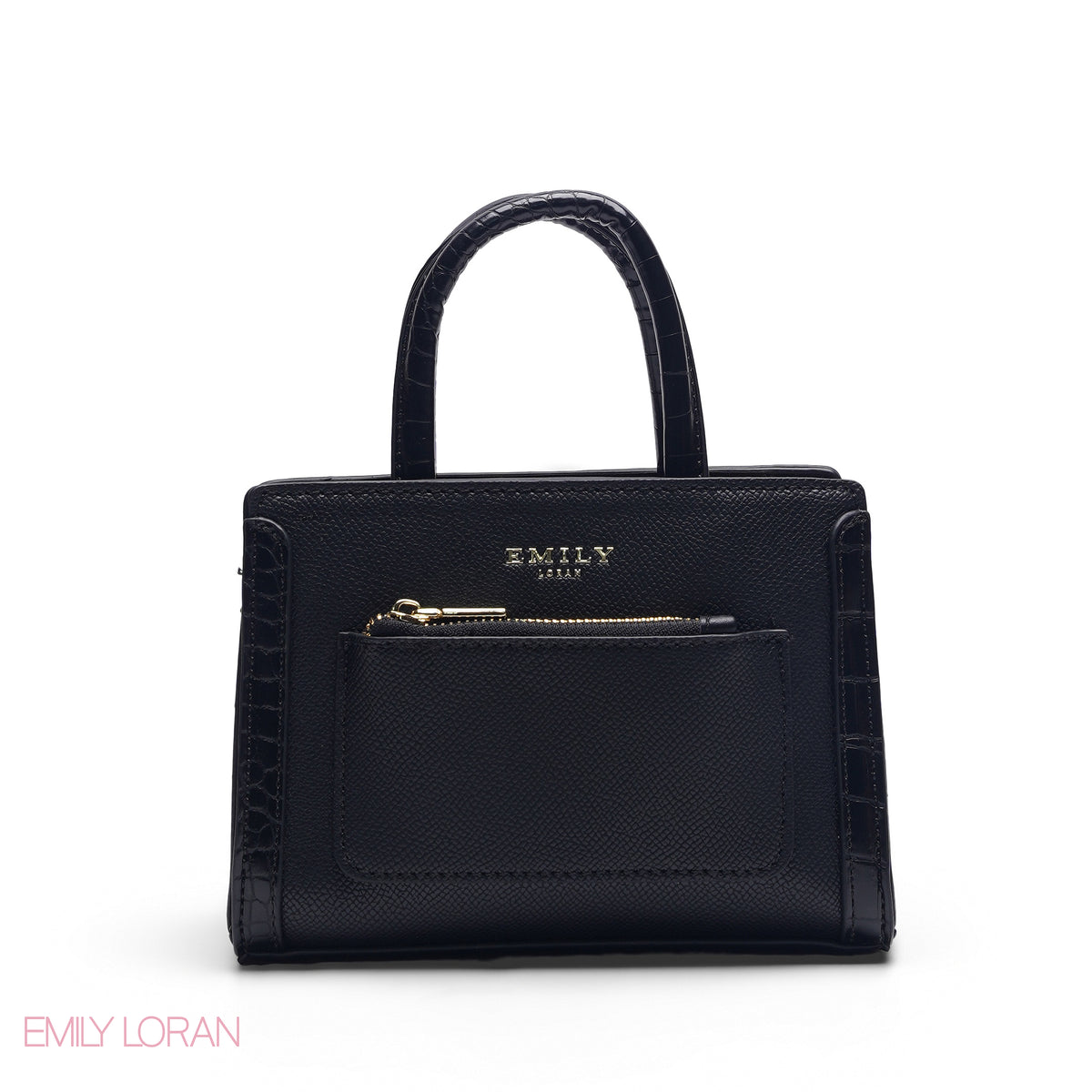 MINI BLACK SOLID BAG WITH GOLD CHAIN