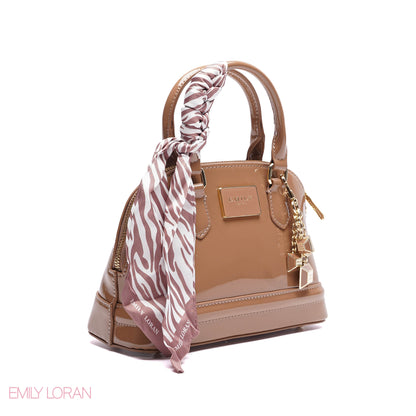 HANDBAG WITH ELEGANT DOME ADJUSTABLE STRAP , SCARF AND CHARM - SMALL