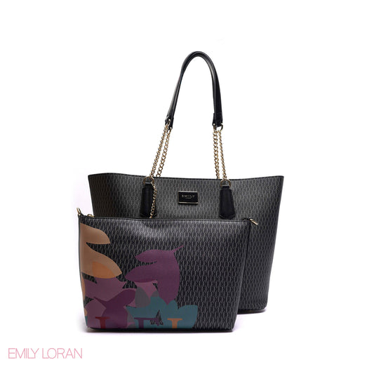 MONOGRAM SHOULDER BAG WITH PRINTED POUCH