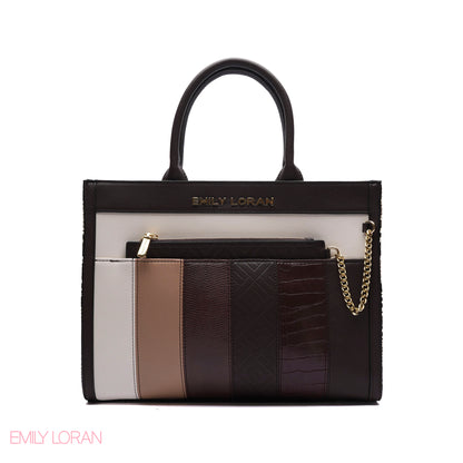 MULTI-TEXTURED PANELLED HANDBAG SET