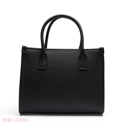 EMBOSSED METALLIC FLORAL TOP HANDLE TOTE BAG - SMALL