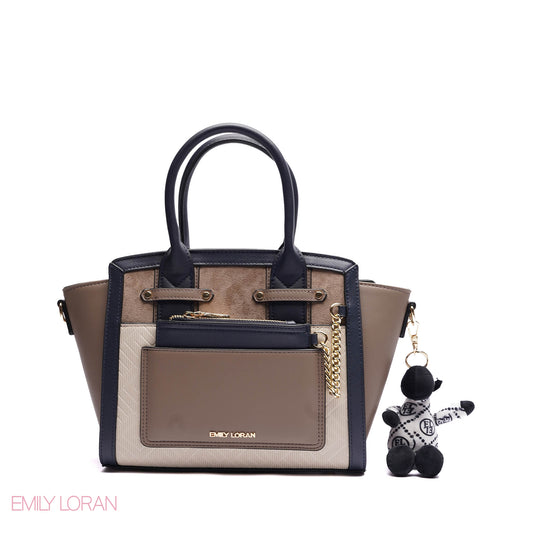 ELEGANT STRUCTURE TOTE BAG WITH ZEBRA CHARM - SMALL