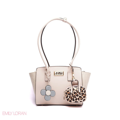 SHOULDER BAG SOFT LEATHER WITH SIMPLE CHARM AND TAGGER POUCH - MEDIUM