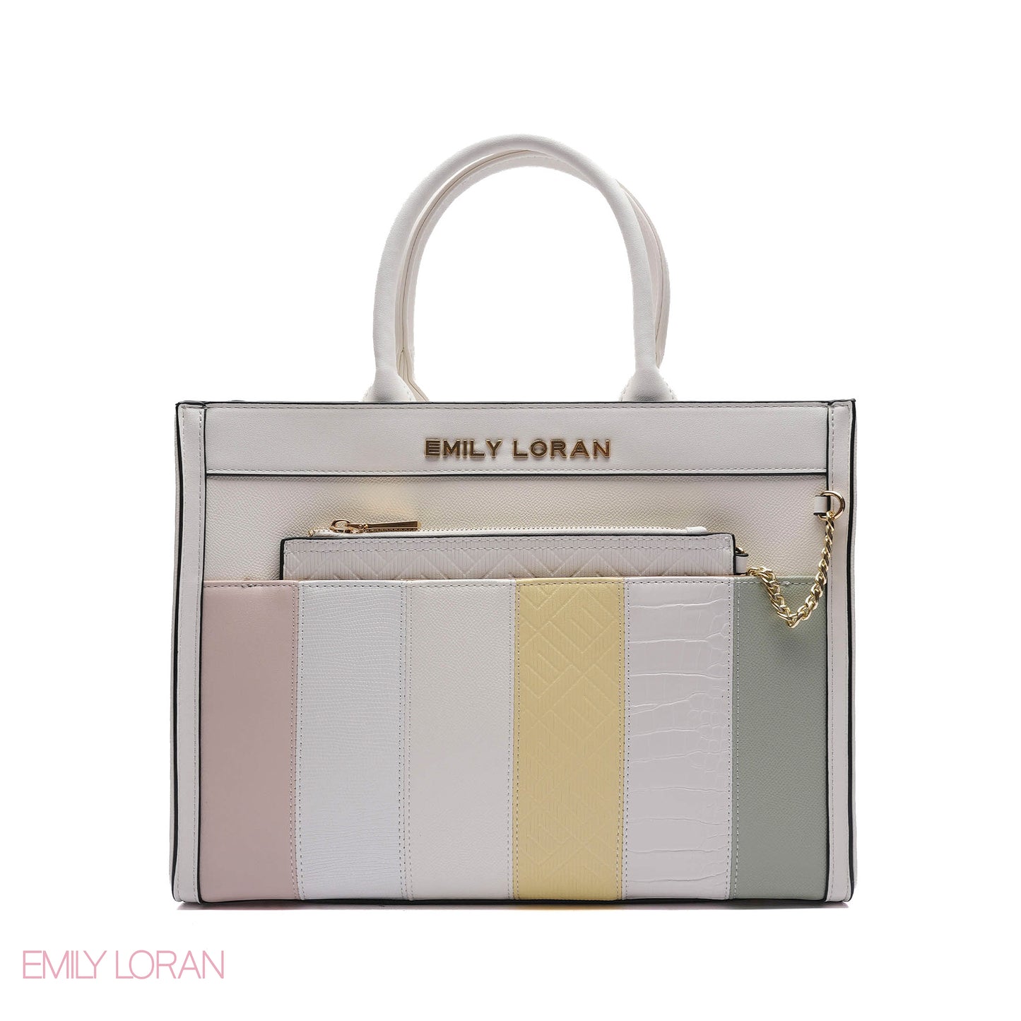 MULTI-TEXTURED PANELLED HANDBAG SET