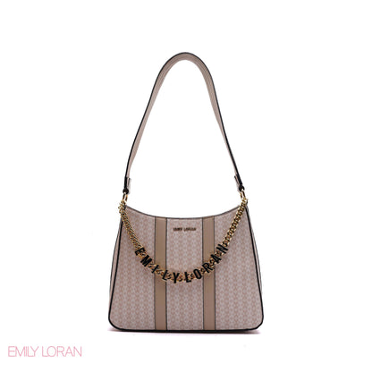 SHOULDER BAG WITH LOGO GOLD CHAIN - MEDIUM