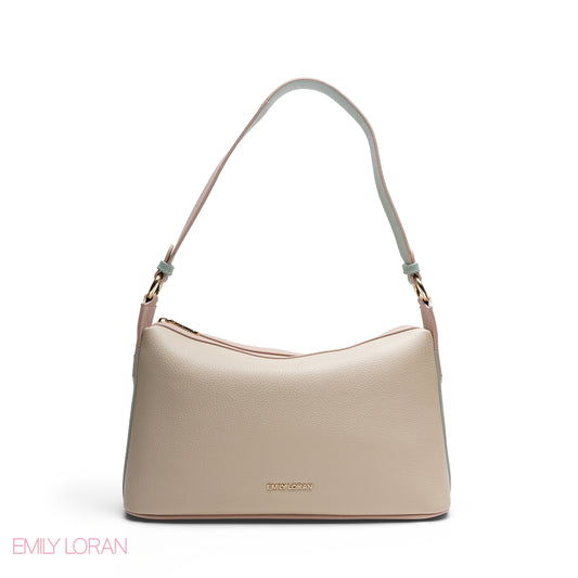 CHIC CURVED SHOULDER BAG WITH BRANDED STRAP BAG