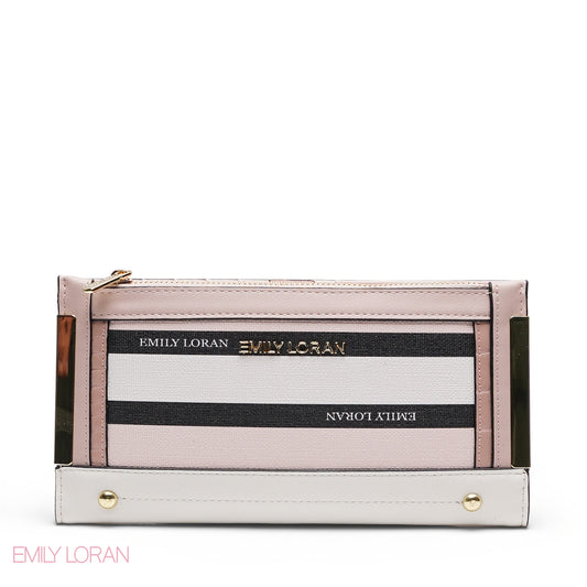 EMILY LORAN WHITE STRIPPED WALLET