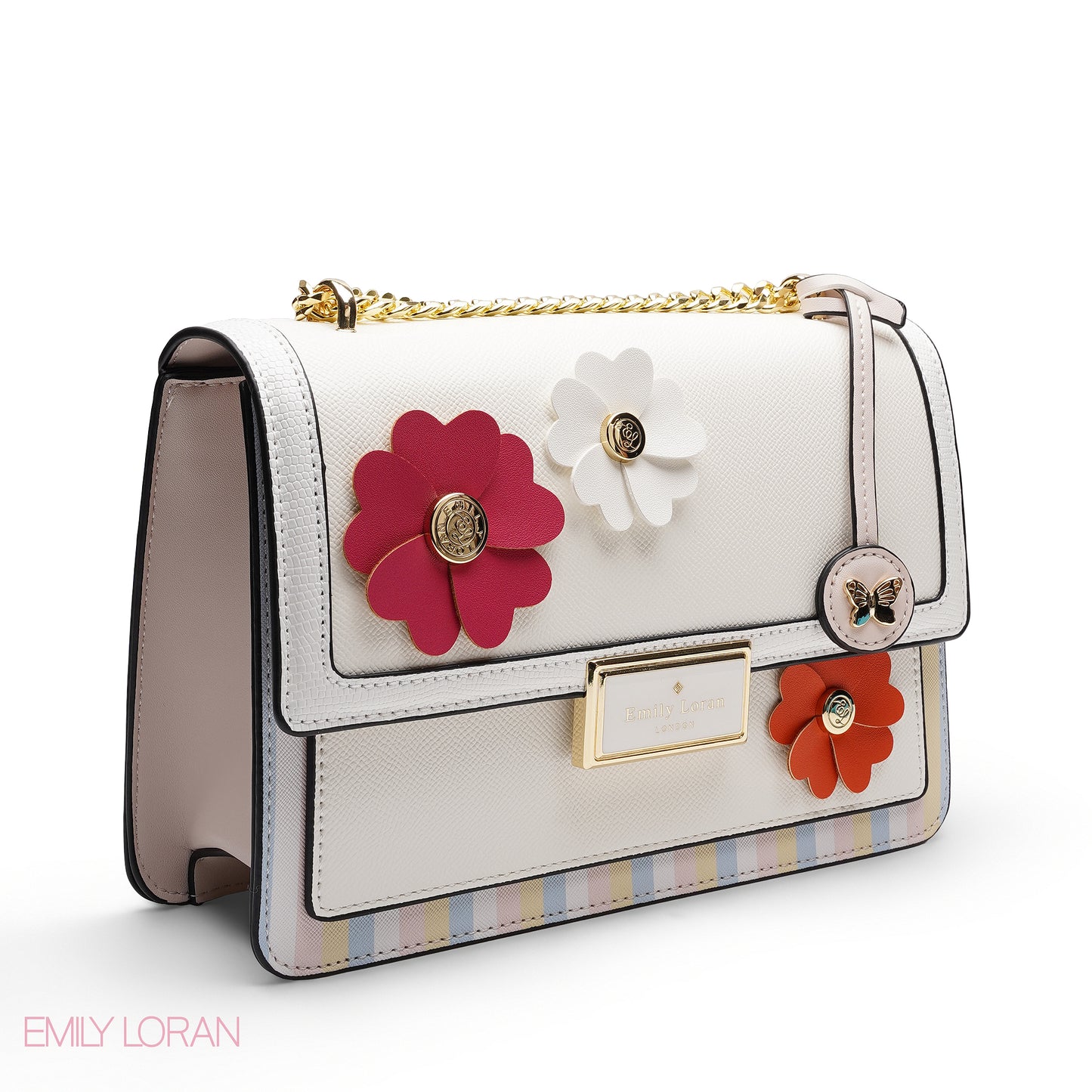 CHIC FLORAL EMBELLISHED CROSSBODY FLAP BAG