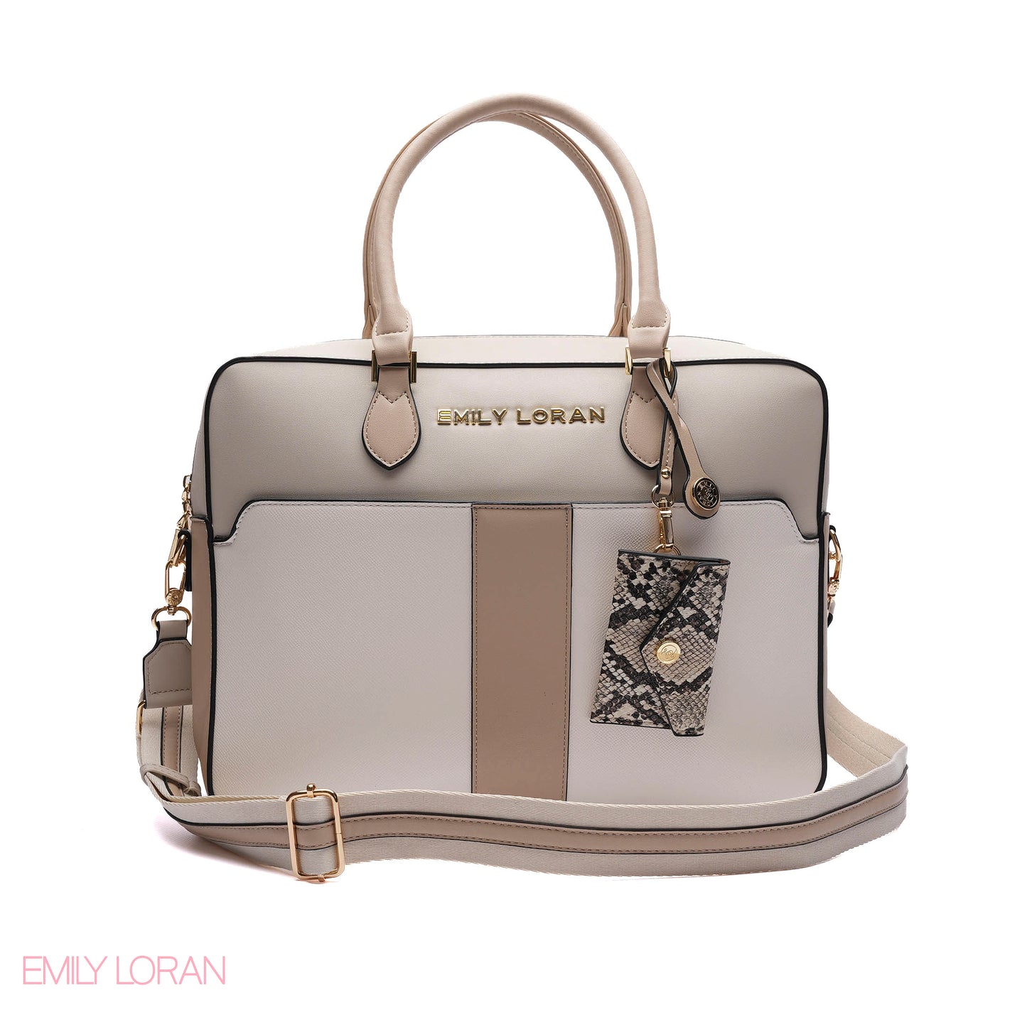 LAPTOP HANDBAG SNAKE PRINT WITH POUCH- LARGE