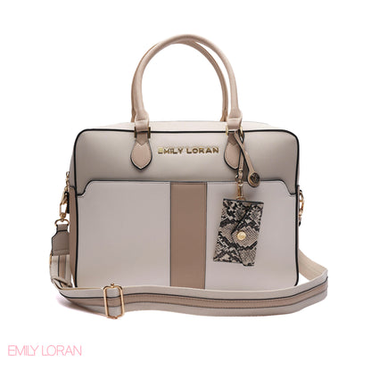 LAPTOP HANDBAG SNAKE PRINT WITH POUCH- LARGE
