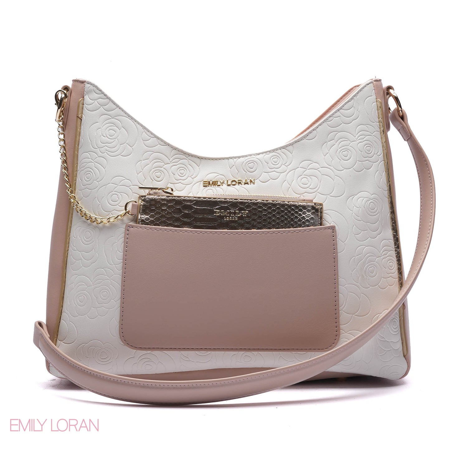 EMBOSSED ROSE SHOULDER BAG SET