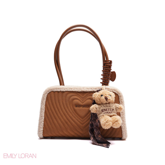 ELEGANT HANDBAG HREAT ENGRAVE WITH TEDDYBEAR CHARM - MEDIUM