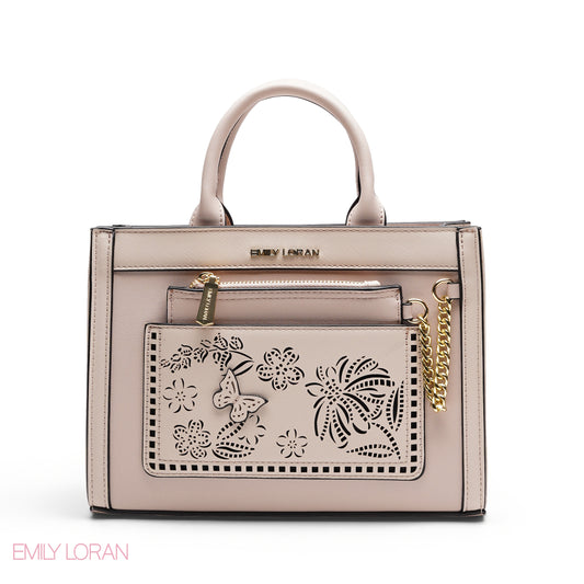 CHIC LASER CUTOUT TOP HANDLE BAG