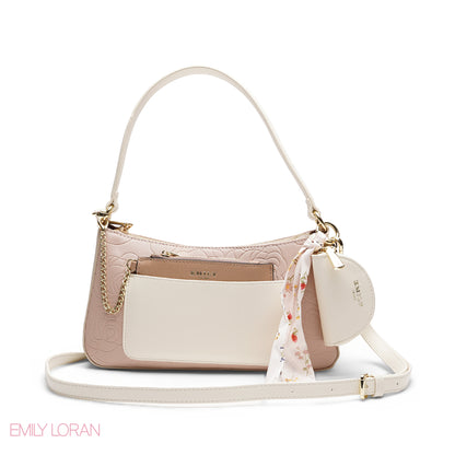 ELEGANT EMBOSSED SHOULDER BAG WITH POUCH