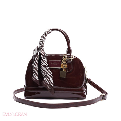 HANDBAG WITH ELEGANT DOME ADJUSTABLE STRAP , SCARF AND CHARM - SMALL
