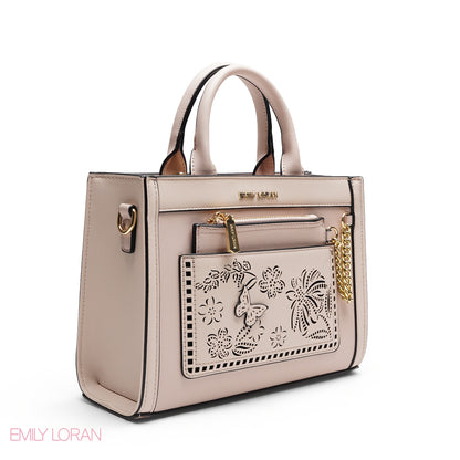 CHIC LASER CUTOUT TOP HANDLE BAG