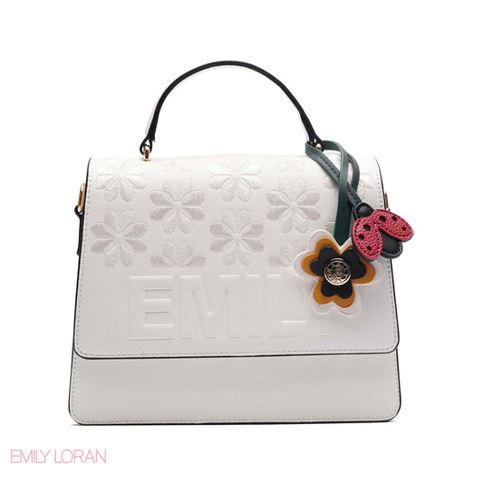 EMBOSSED FLORAL TOP-HANDLE SATCHEL BAG
