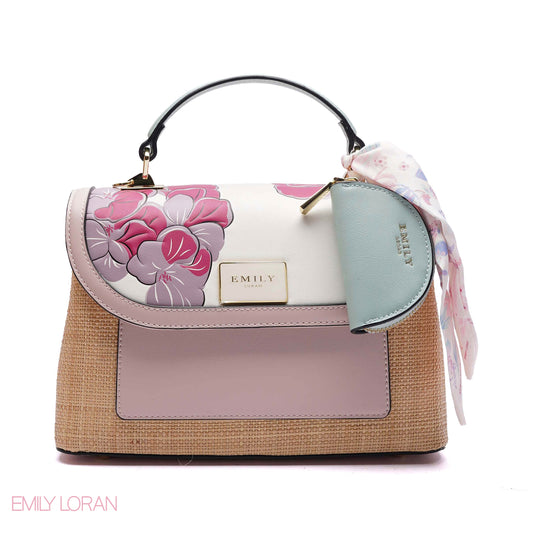 FLOWER FLIPPING HANDBAG WITH SMALL POUCH - MEDIUM