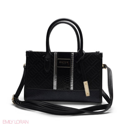 STRUCTURED TEXTURED PANEL TOP HANDLE TOTE BAG - SMALL