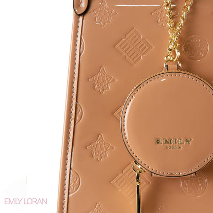 CLASSIC GLOSSY LEATHER PATTERNED HANDBAG - LARGE