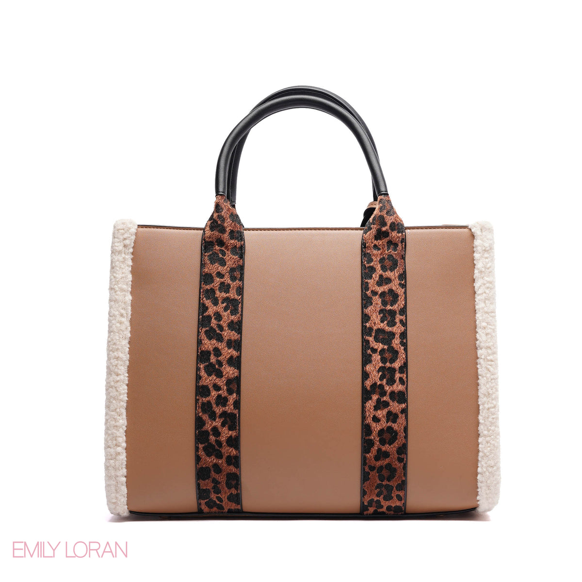 ELEGANT ZEBRA PRINT TOTE BAG WITH FLOWER CHARM - LARGE
