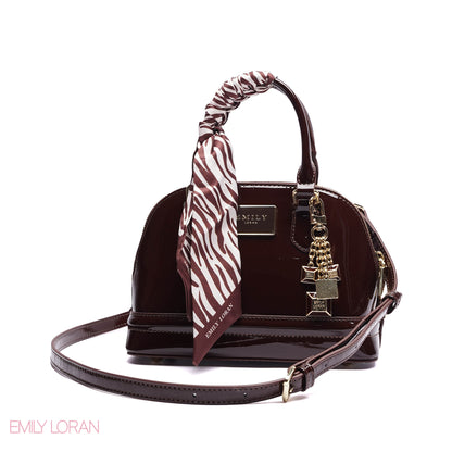 HANDBAG WITH ELEGANT DOME ADJUSTABLE STRAP , SCARF AND CHARM - SMALL