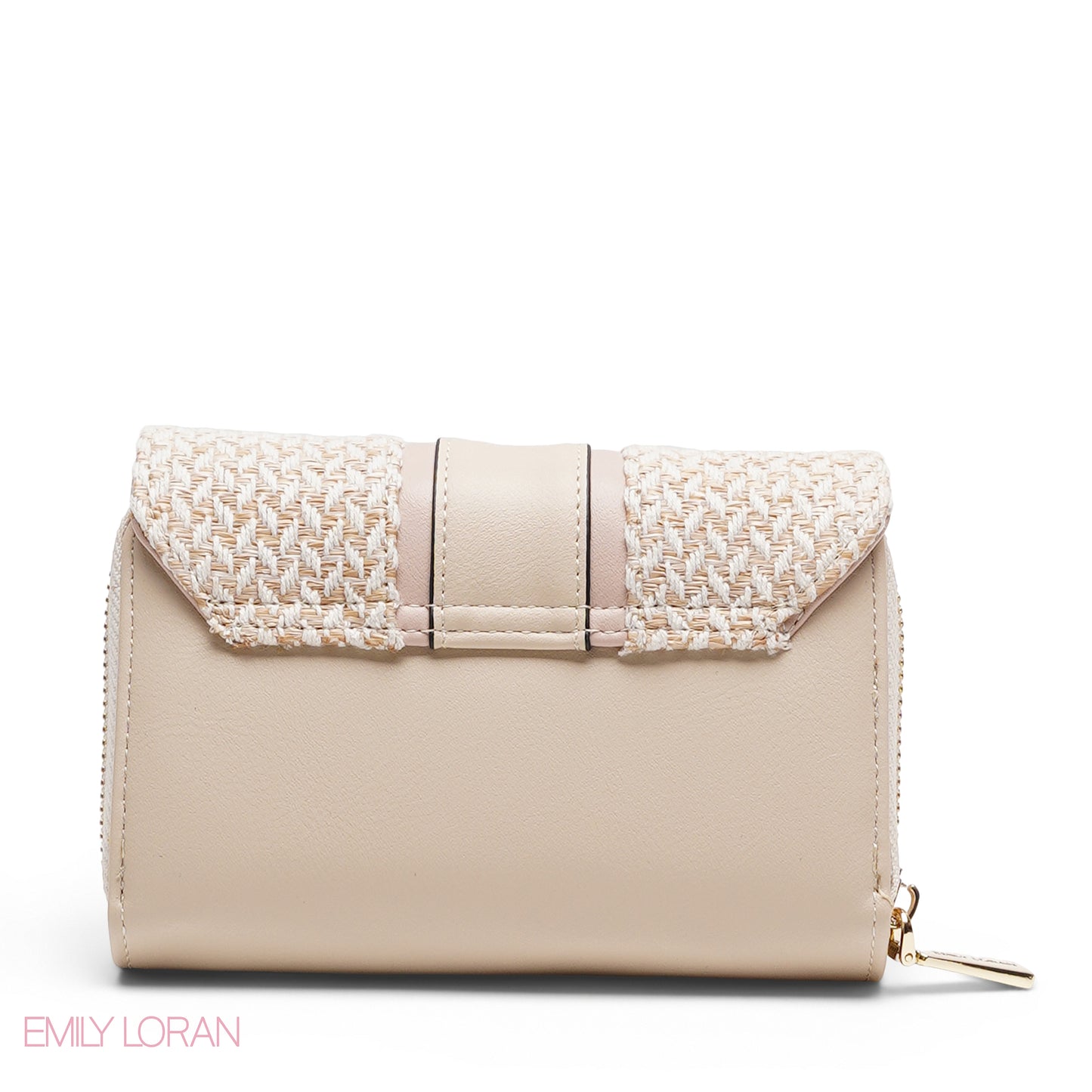 PINK TRIM EMBOSSED ZIP-AROUND BI-FOLD WALLET