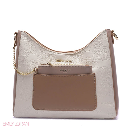 EMBOSSED ROSE SHOULDER BAG SET