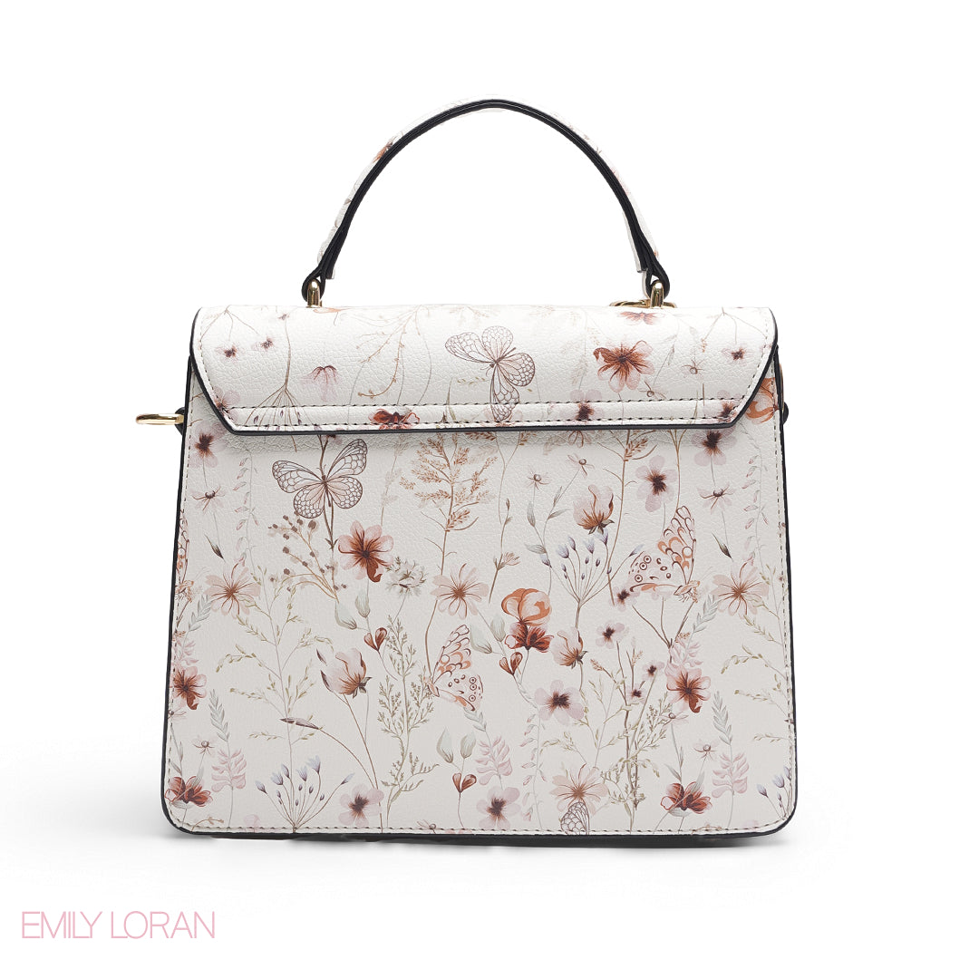 WHITE FLORAL SATCHEL BAG