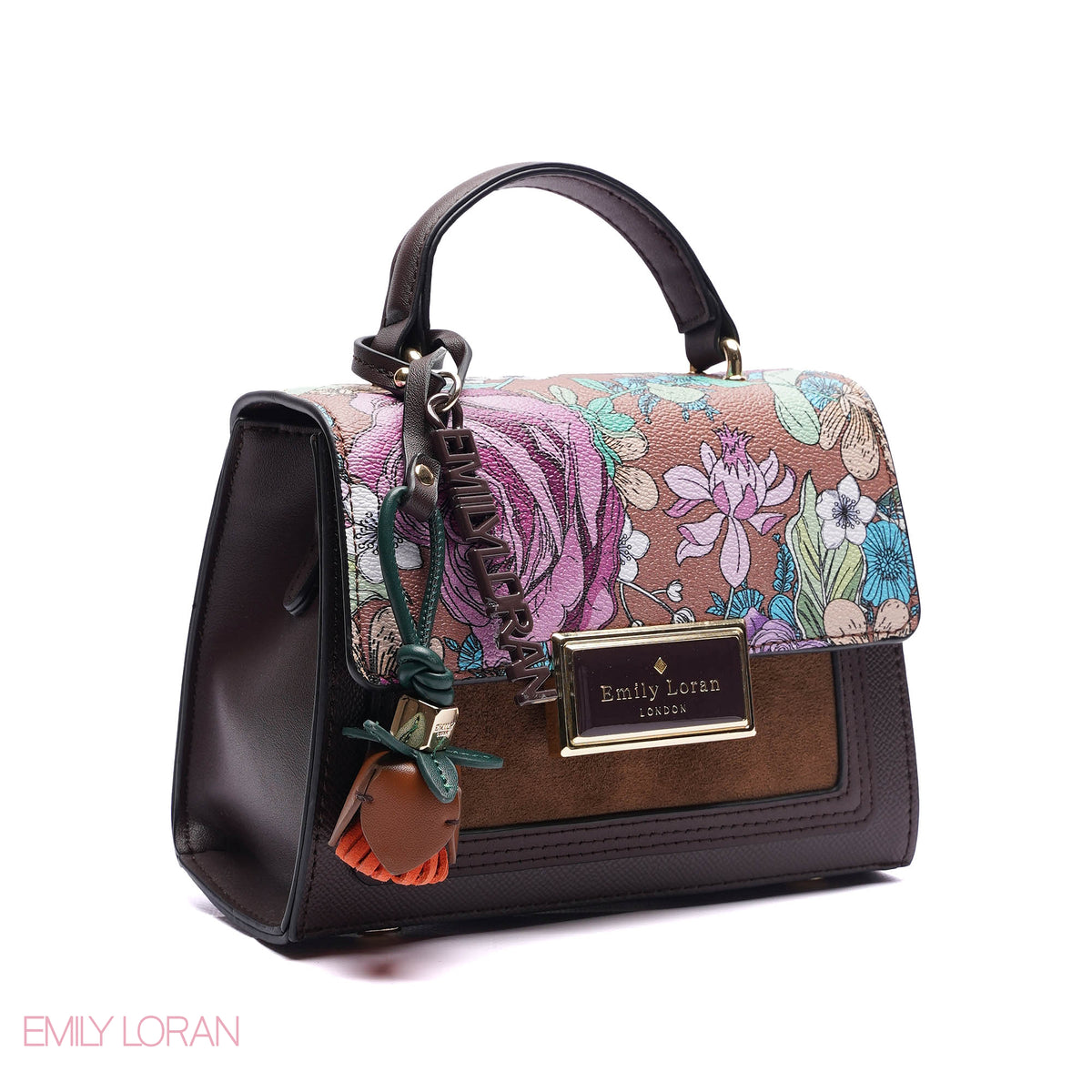 HANDBAG FLOWER PRINT WITH FLOWER CHAIN - SMALL