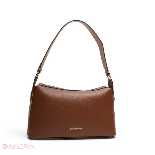 CHIC CURVED SHOULDER BAG WITH BRANDED STRAP BAG