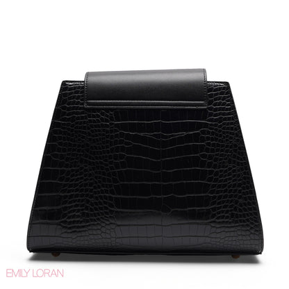 STYLISH CROC EMBOSSED TOP HANDLE TOTE WITH POUCH BAG