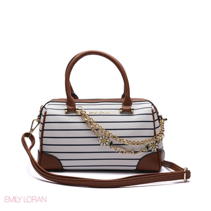 HANDBAG STRIPED PRINT WITH CHAIN