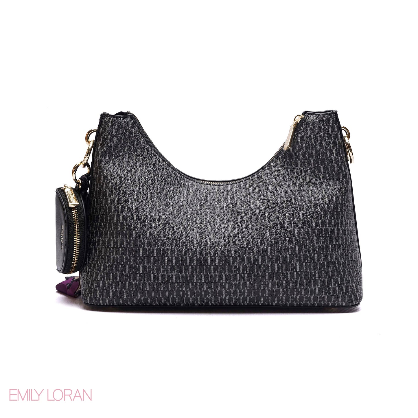 ELEGANT MONOGRAM PRINT SHOULDER BAG