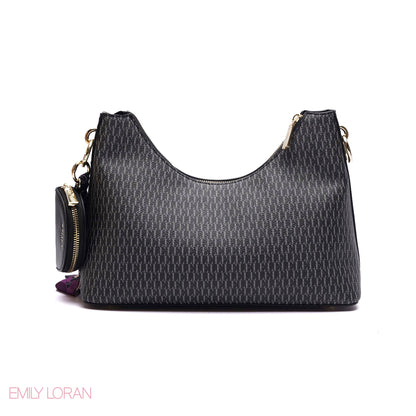ELEGANT MONOGRAM PRINT SHOULDER BAG