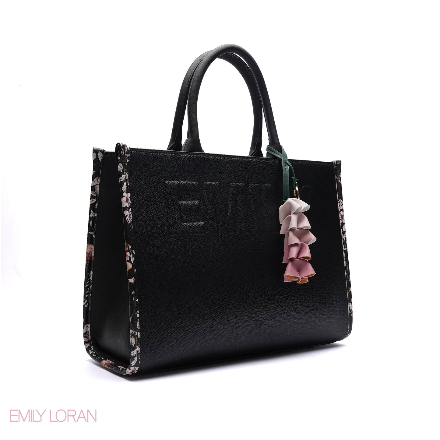 EMBOSSED LOGO TOTE BAG WITH TASSEL CHARM - LARGE