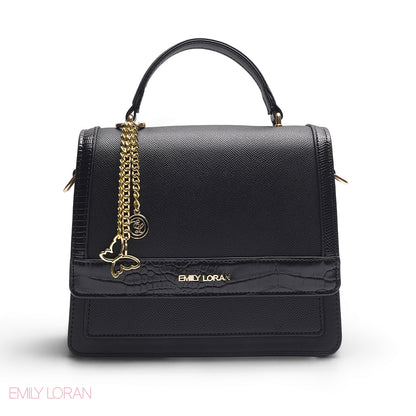 BLACK CROCODILE SATCHEL BAG
