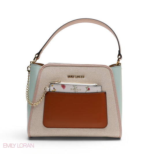 ELEGANT SATCHEL WITH FLORAL POUCH BAG