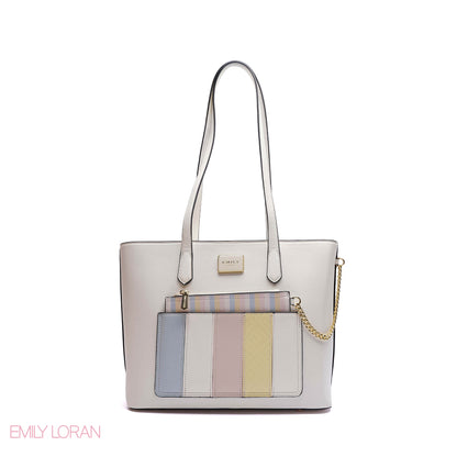 SHOULDER BAG PLANE LEATHER WITH MULTICOLORED POUCH - MEDIUM